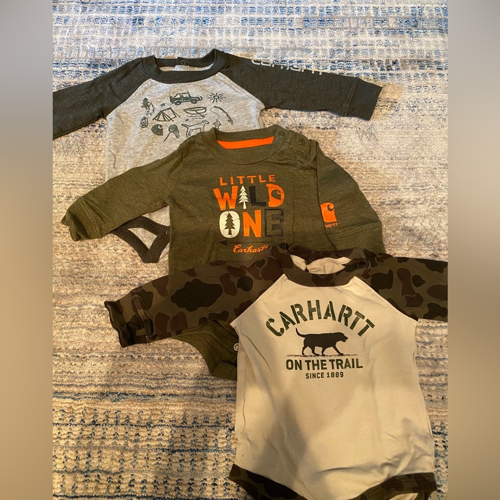 3m baby boys Carhartt long sleeve onesies